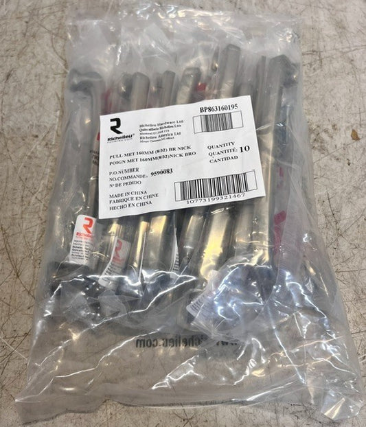 Bag Of 10 Richelleu Hardware BP863160195 Cabinet Pull Handles Brushed Nickel