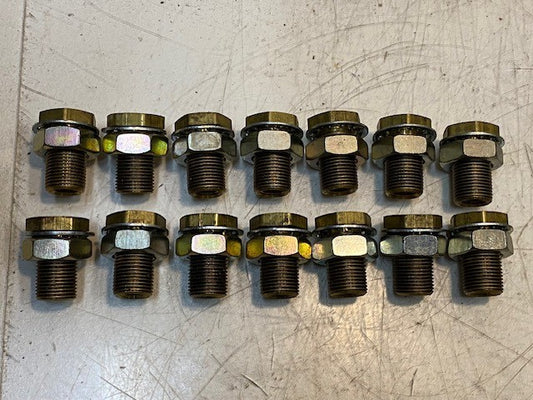 14 Qty of Hydraulic Hex Nut Bolt Fittings 1-3/8" L 19mm Thread 25mm Hex (14 Qty)