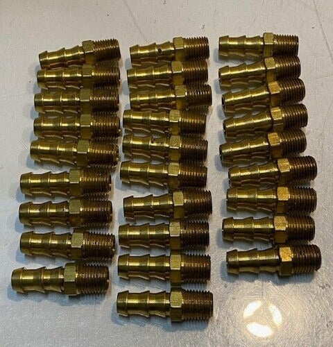 28 Quantity of Brass Hose Barb Hex Fittings 45mm L 14mm Thread 7mm Nose ID