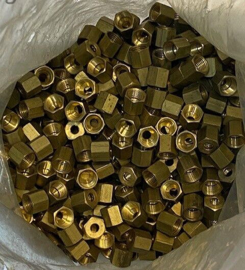 6lb Bag of Compression Fitting Hex Nuts 10mm L 11mm W 5mm ID 8mm Thread