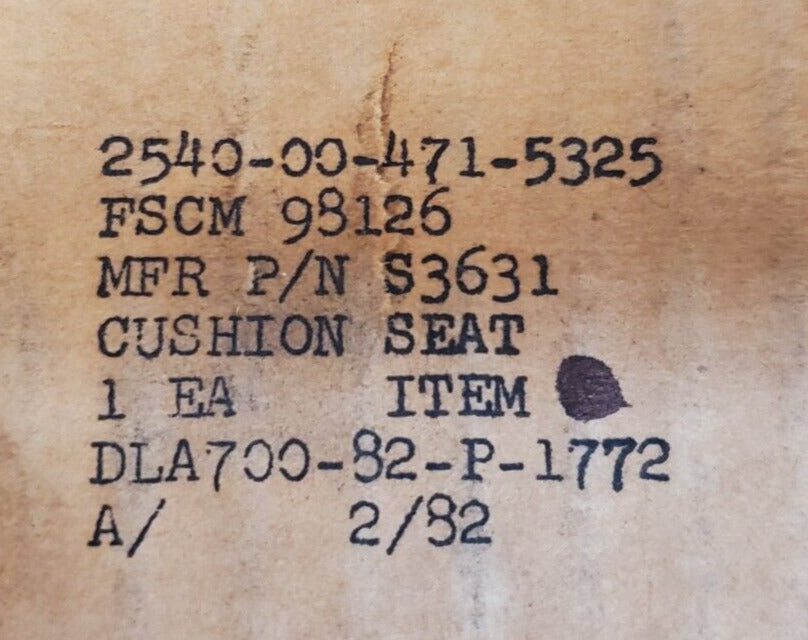 Cushion Seat S3631 | 2540-00-471-5325 | FSCM 98126 | DLA700-82-P-1772