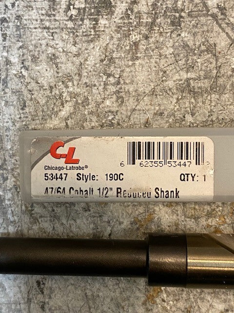 Chicago-Latrobe 53447 | 47/64" Cobalt 1/2" Reduced Shank Style 190C