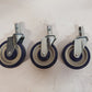 3 Qty of 5" Blue Polyurethane Wheels Swivel (3 Quantity)