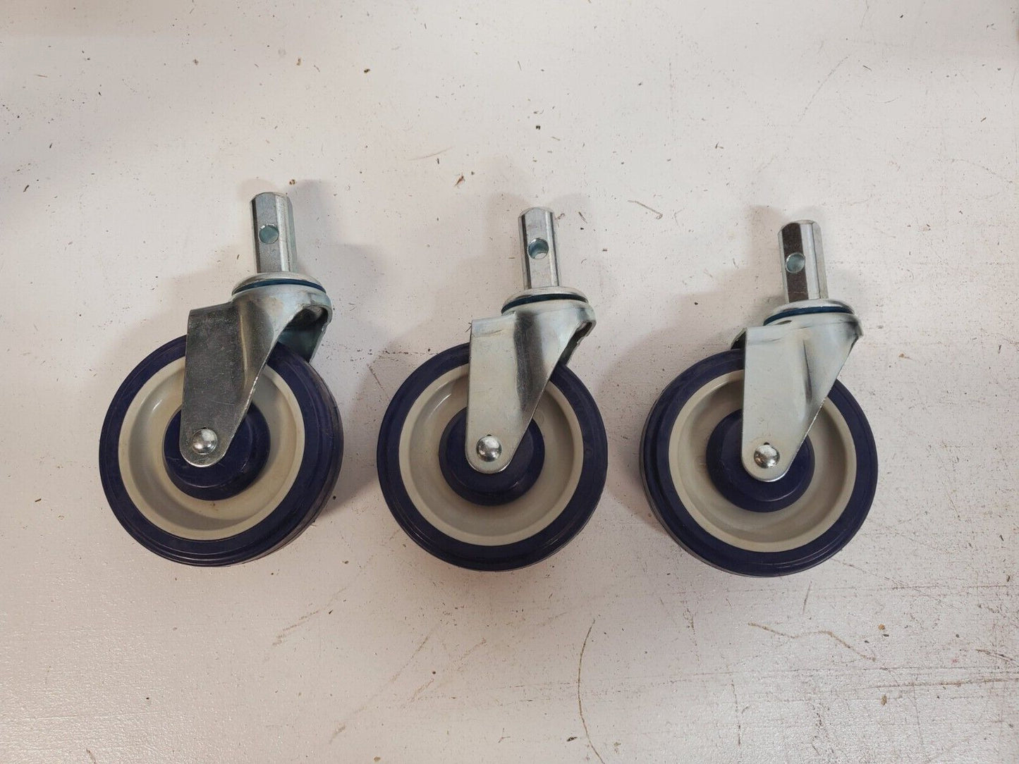 3 Qty of 5" Blue Polyurethane Wheels Swivel (3 Quantity)