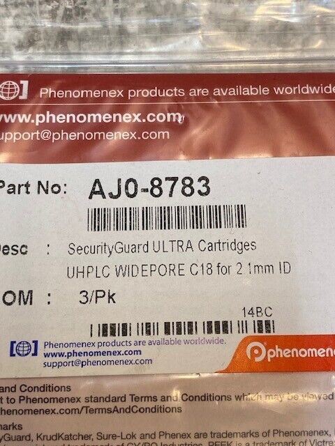 Phenomenex Security Guard Ultra Cartridges Pack of 3 UHPLC Widepore AJ0-8783