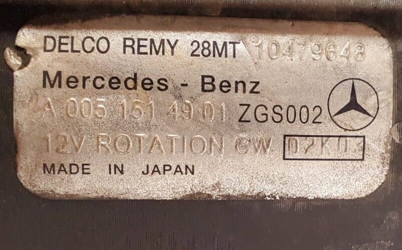 Delco Remy 28MT Starter for Mercedes Benz  10479648 | ZGS002 | A005151 | 12V