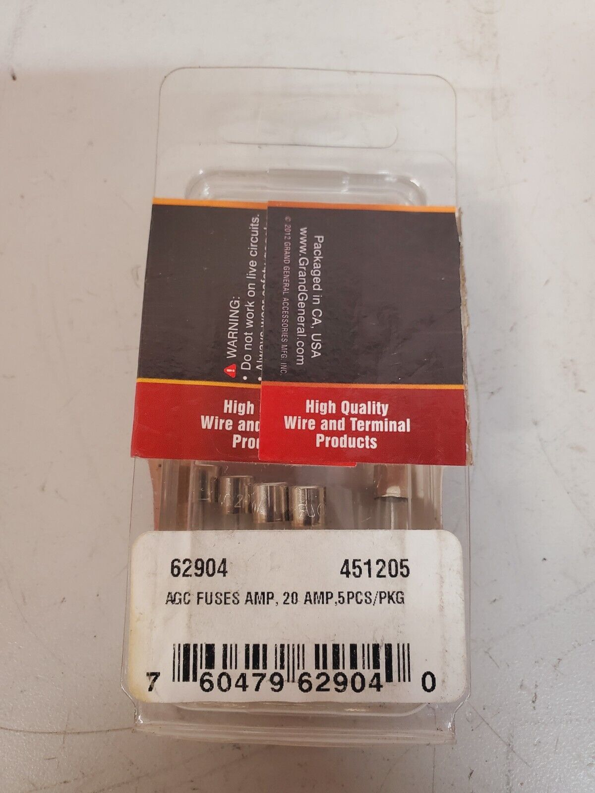 20 Qty. of Grand General AGC Glass Fuses 20Amp 62904  | 451205 (20 Qty)