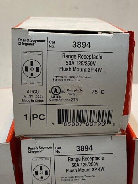 10 Quantity of Pass & Seymour Legrand Range Receptacles 3894 (10 Quantity)