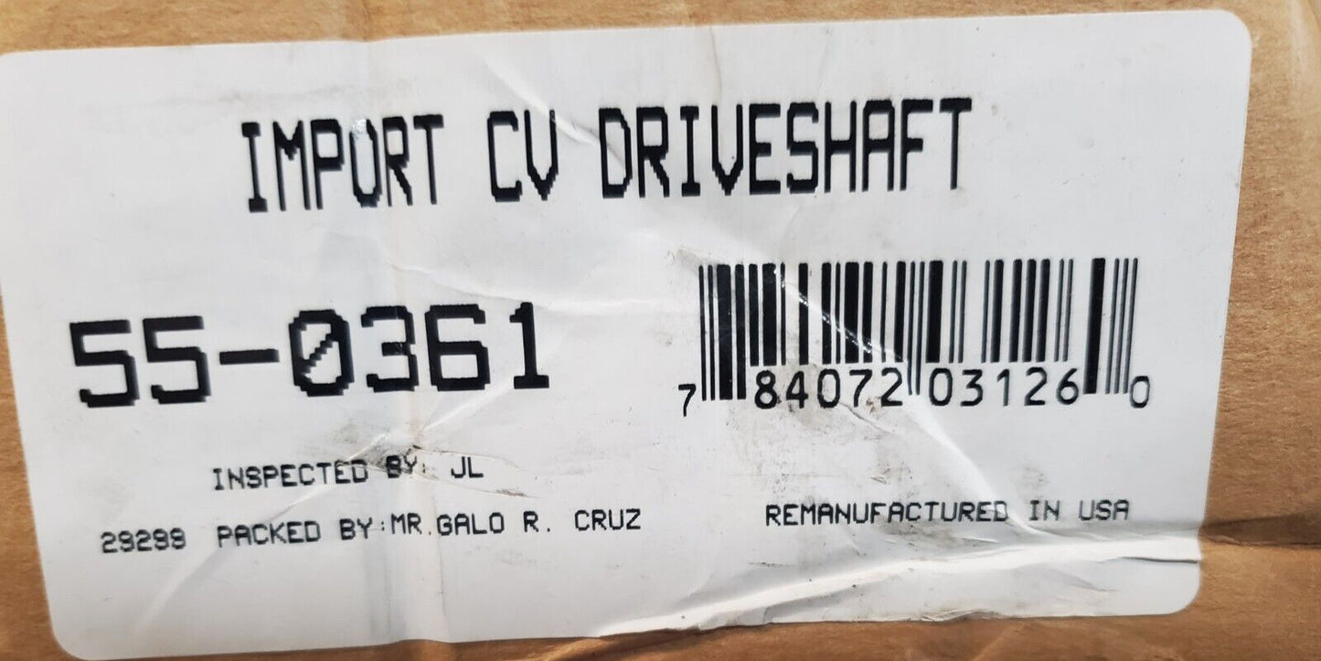 Import CV Driveshaft Part Number 55-0361 | 29299 | DOJ 95AC | NTN 95LAC