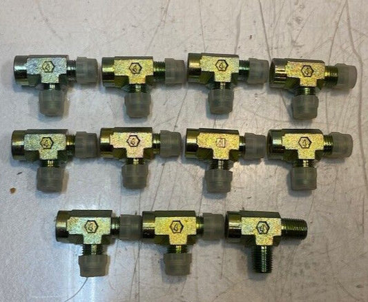 11 Qty of Hydraulic Tee Male x Male x Female 4 | 50mm L 14mm Thread (11 Qty)