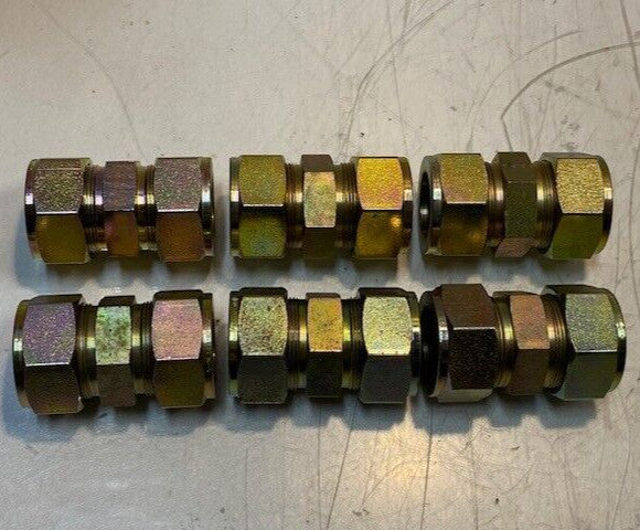 6 Quantity of Parker CPI 16 S Brass Compression Union Pipe Joint Sockets (6 Qty)