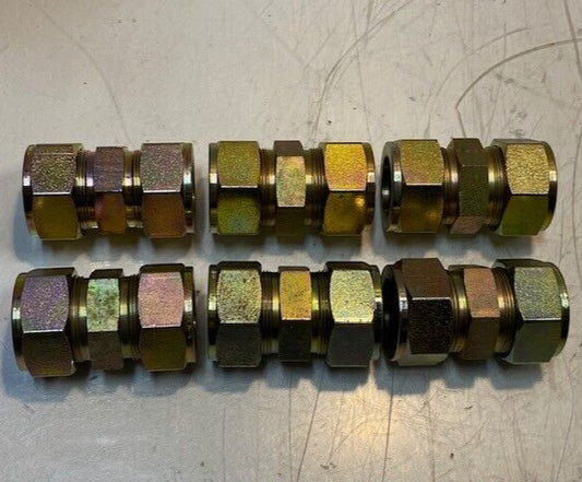 6 Quantity of Parker CPI 16 S Brass Compression Union Pipe Joint Sockets (6 Qty)