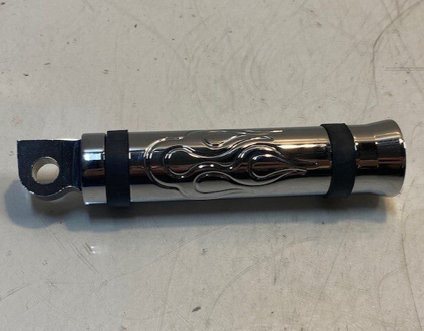 1 Motorcycle Flame Style Foot Peg 5-5/8" Long 28mm Diameter 9mm Hole