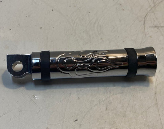 1 Motorcycle Flame Style Foot Peg 5-5/8" Long 28mm Diameter 9mm Hole