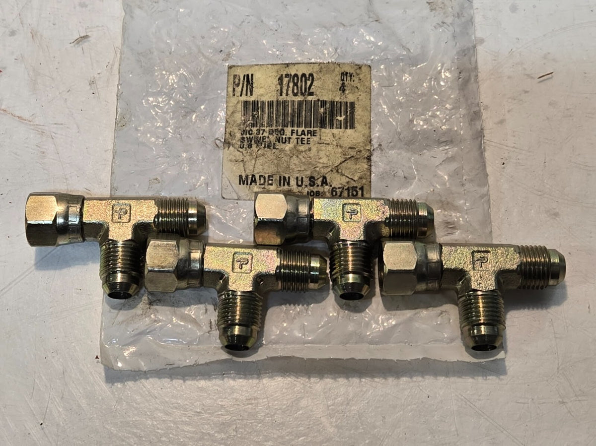 4 Quantity of Steel Flared Tube Swivel Run Tees | 3/8" OD | 17802 (4 Quantity)