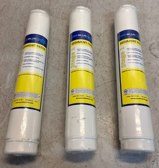 3 Quantity Pure Blue H2O Stage One Sediment Filters Filtration Systems