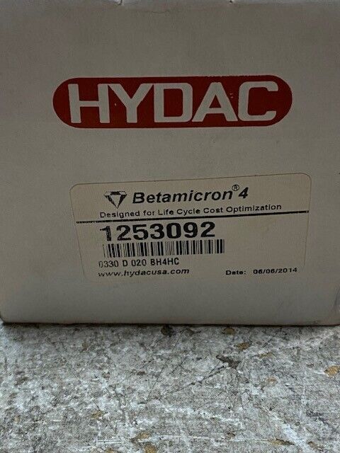 Hydac Filter Betamicron 4 | 1253092 | 6" Long 3-1/2" Diameter 48mm Bore