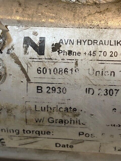 AVN Hydraulik Tightening Torque 60108619, Union 1760-K, B2930, 2307-2327