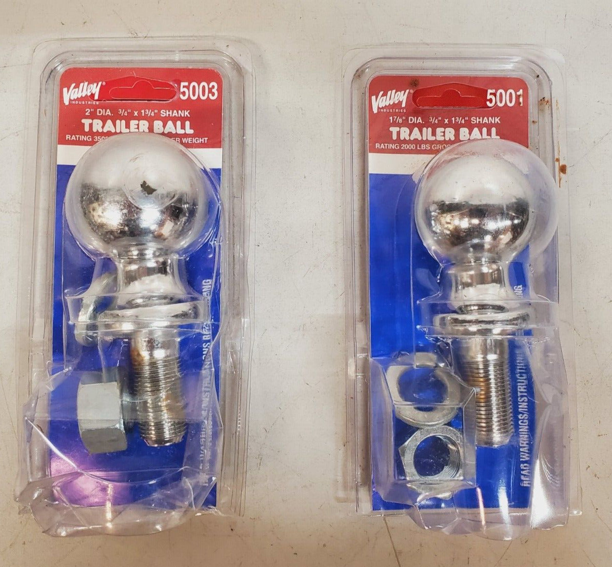 2 Qty. of Valley Mixed Trailer Hitch Balls 5001 & 5003 | 2000Lb & 3500Lb (2 Qty)