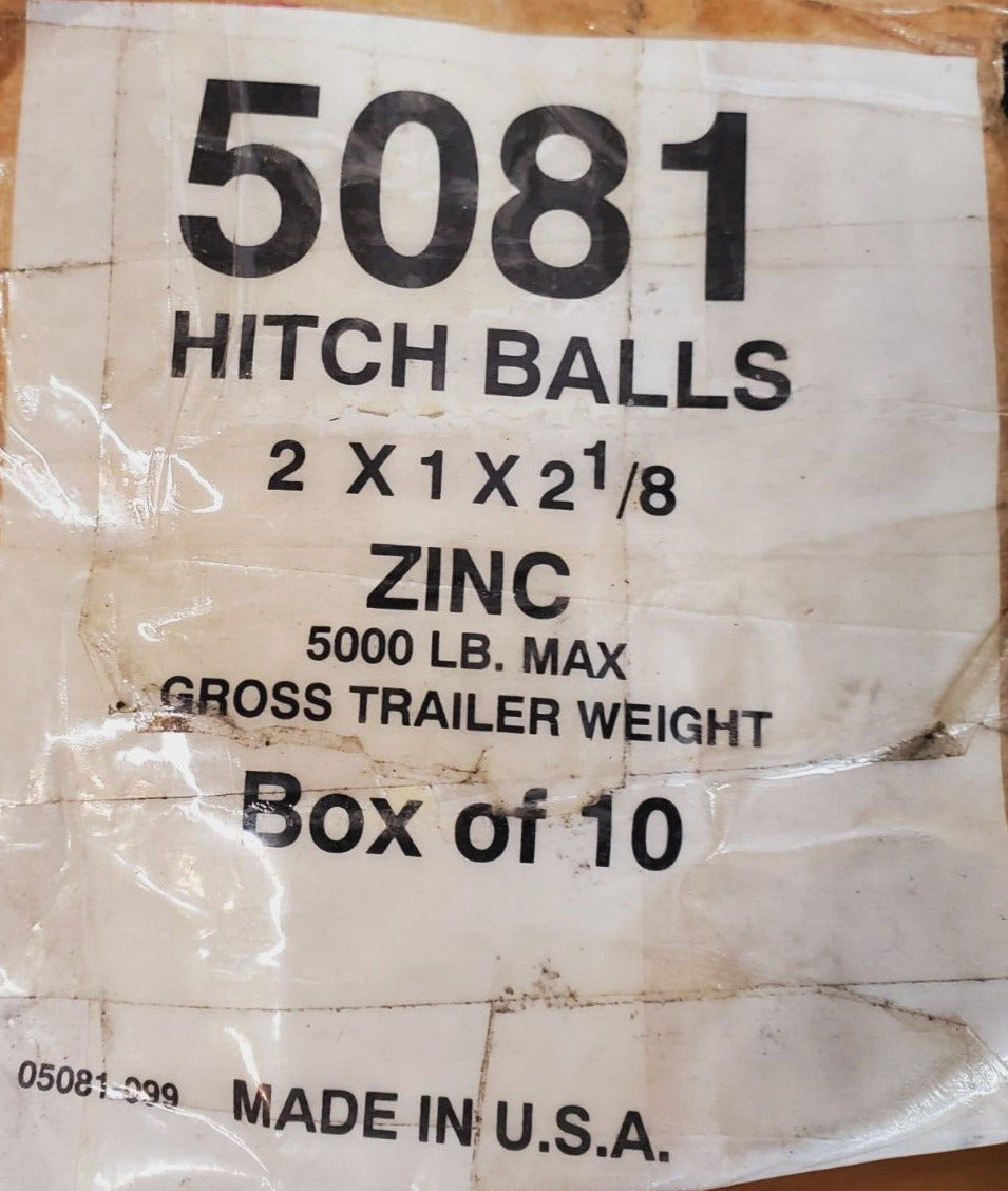 10 Quantity of Hitch Ball Zinc 2"x1"x2" | 5081 | 5000 Lb (10 Qty)