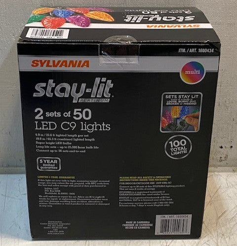 SYLVANIA Stay-Lit Platinum LED C9 Multi Color Lights 2 Sets of 50 | 1600434