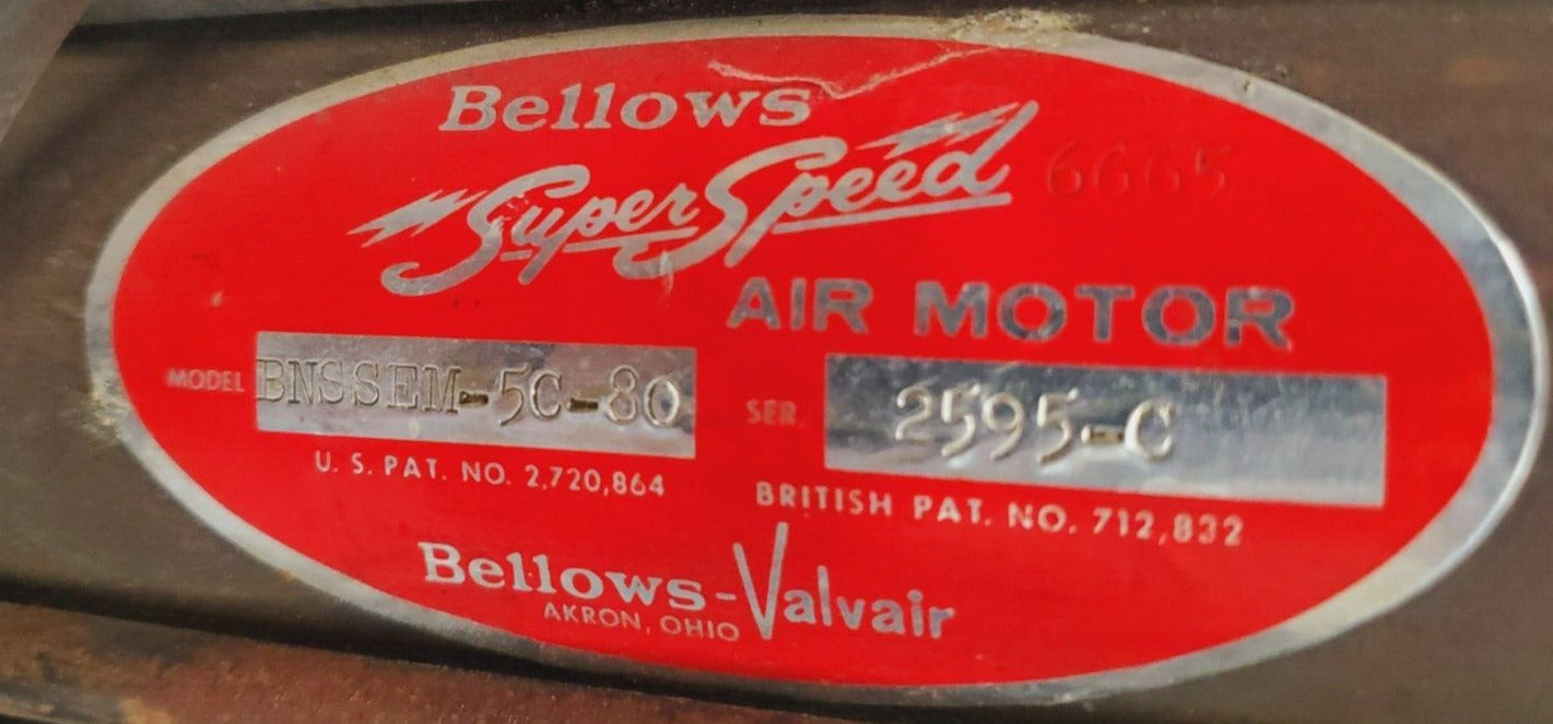 Bellows Super Speed Valvair Air Motor D900 BNSSEM-5C-80 | 2595-C 712,832 | A799