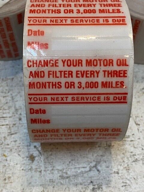 5 Quantity of Oil Change Static Cling Rolls 970065 3-1/4" Dia. (5 Quantity)