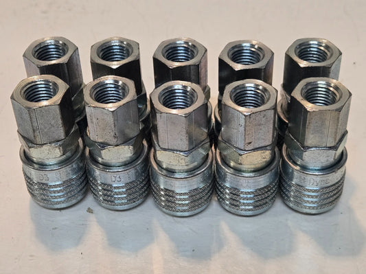 10 Quantity of Dynaquip D3 1/4" Pnuematic Quick Connect Couplings (10 Quantity)