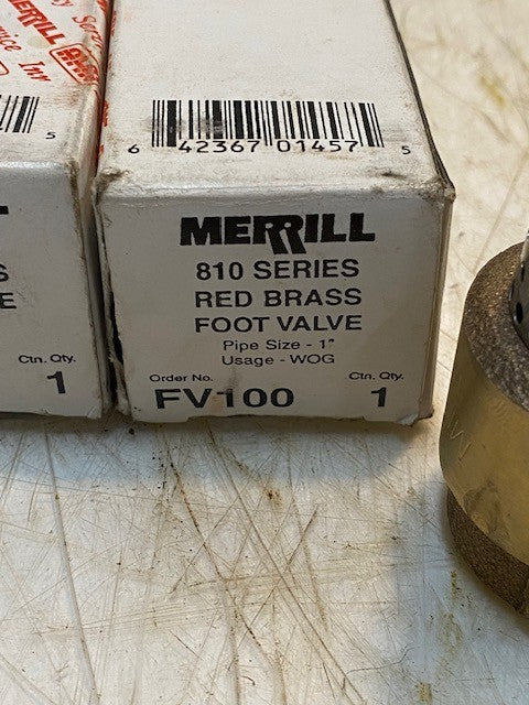 2 Quantity of Merrill 810 Series Red Brass Foot Valves FV100 (2 Quantity)