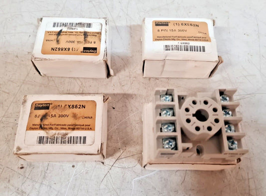 4 Quantity of Dayton Relay Sockets 5X852N 8-Pin | 15A 300V (4 Qty)