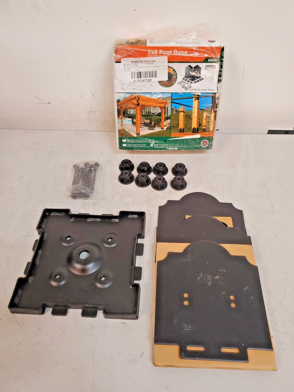 OZCO Laredo Sunset 8x8 Post Base Kit Black 56609