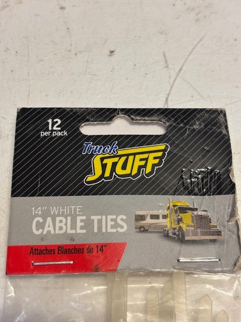 48 Quantity 14" White Truck Stuff Cable Ties High Strength (4 Packs of 12 Ties)