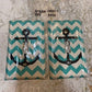 2 Quantity of Light Switch Plates Teal & White Chevron & Anchor 72077-1 (2 Qty)