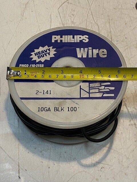 Phillips Heavy Duty Wire 2-141 | 10GA Black 100 Feet PMCO #10-215R