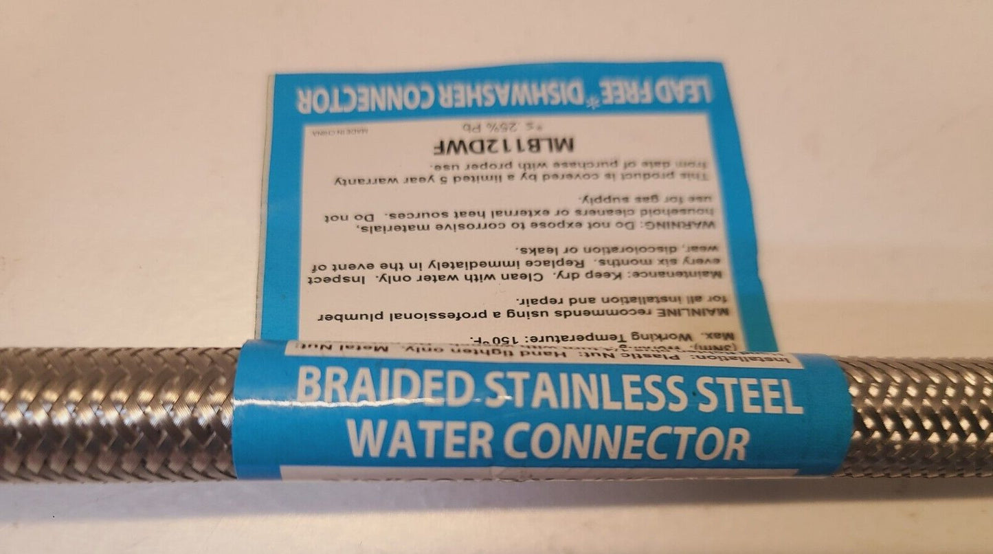 14 Qty of Mainline 3/8" x 3/8" Dishwasher Connectors 12" MLB112DWF (14 Qty)