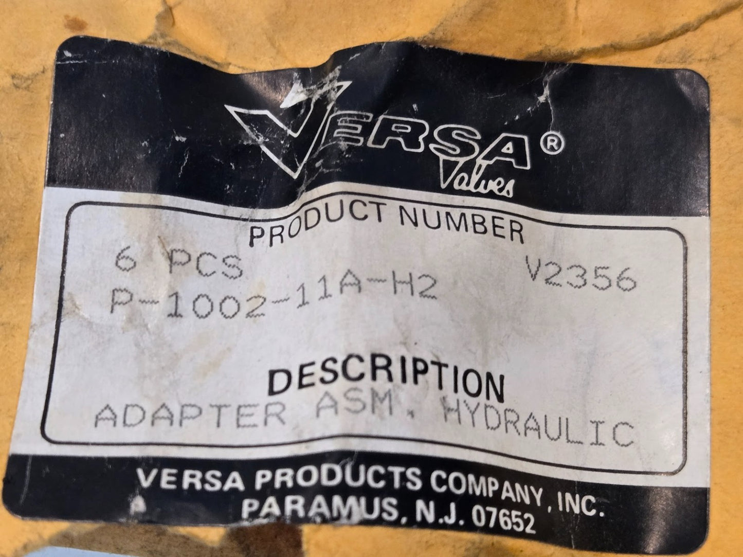 6 Quantity of Versa P-1002-11A-H2 Hydraulic Adapter Assembly | 1/8" (6 Qty)