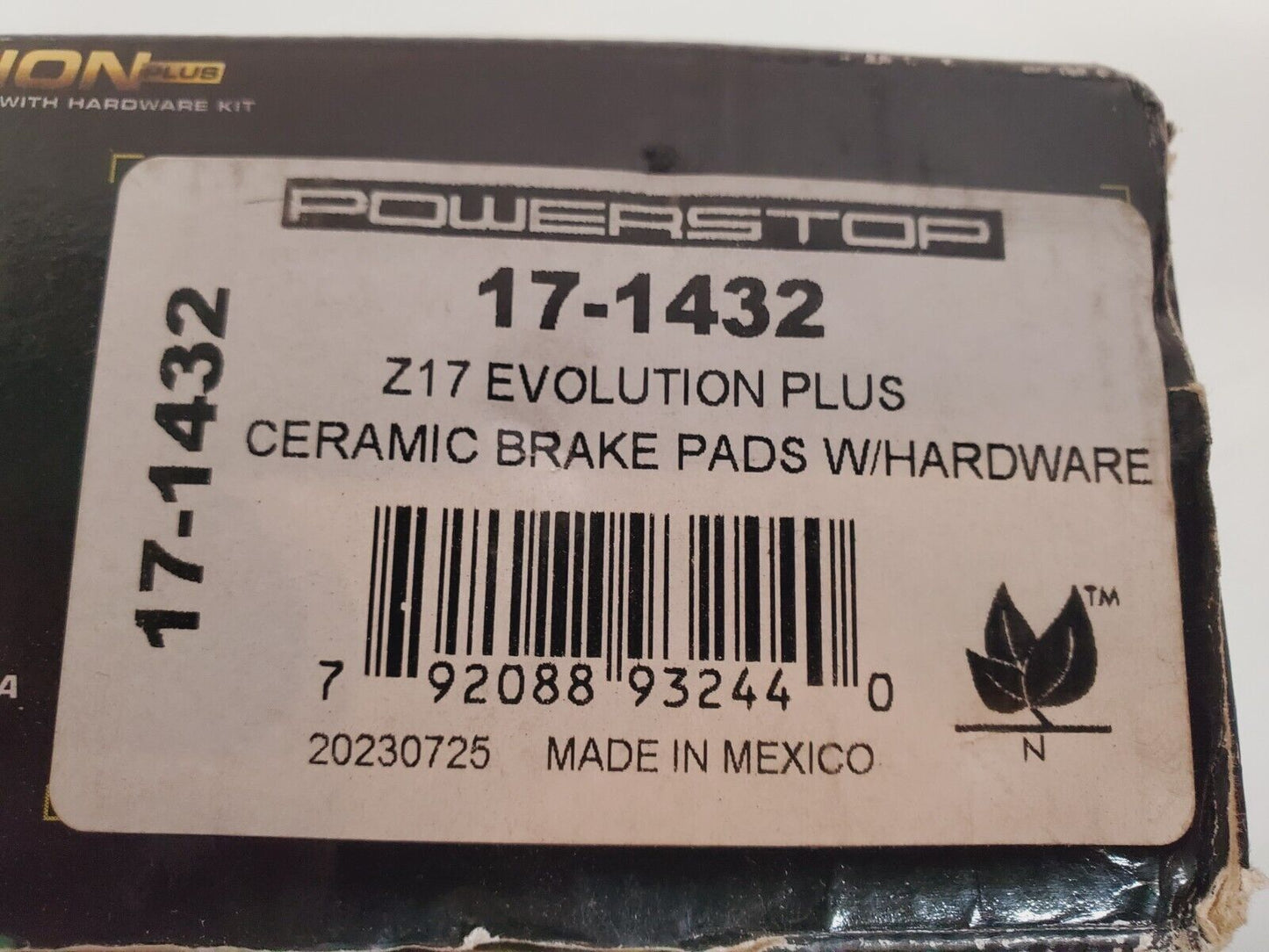 8 Qty. of PowerStop Z17  Ceramic Brake Pads w/Hardware 17-1432 & 17-1284 (8 Qty)