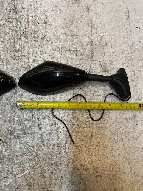 Set of Universal Motorcycle Indicator Rear View Side Mirrors 11" L 3-1/2" W