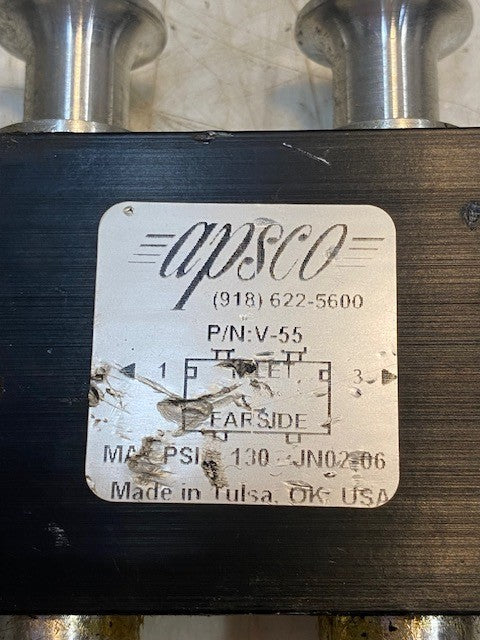 Apsco V-55 Multi-Purpose Hydraulic Air Control Valve Dual Spool 3-Way 2 Position