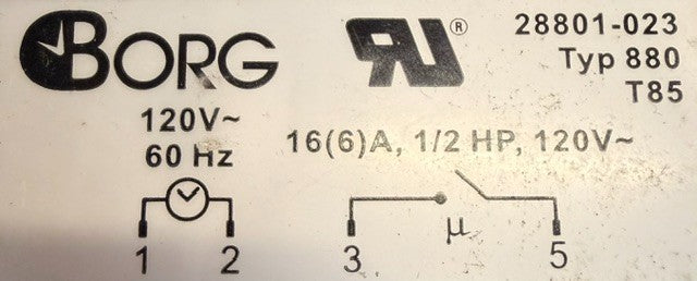 Borg General Controls 28801-023 Electromechanical Panel-Mount Timer Switch