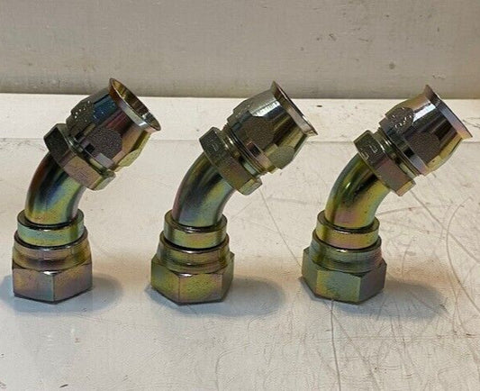 3 Quantity of A-16 Steel Hydraulic Hose Fittings 4-1/4" H 38mm Hex (3 Quantity)