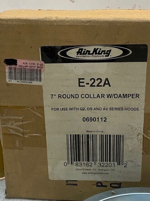 Air King E-22A 7" Round Collar w/ Damper 0690112