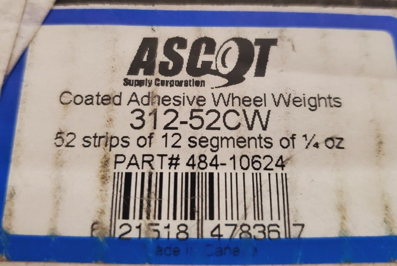 52 Strips of 12units Ascot Adhesive Wheel Weights  1/4 Oz | 312-52CW (624 Total)