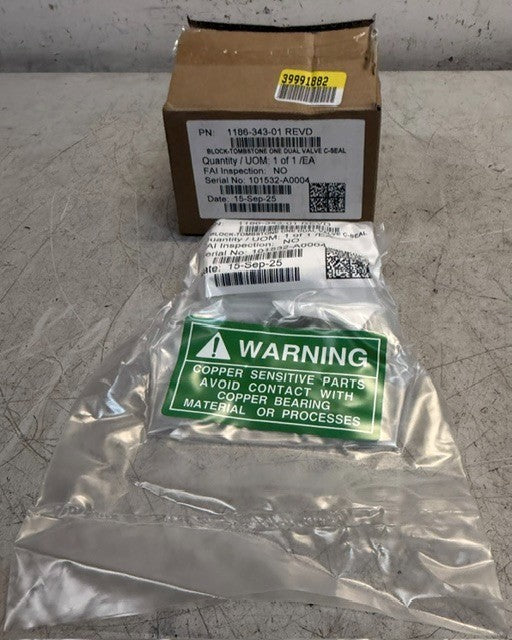 Block-Tombstone One Dual Valve C-Seal 1186-343-01 REVD Industrial Assembly