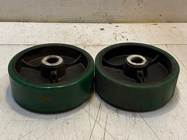 2 Quantity of 6" Green Caster Wheels 6x2 | 20mm Bore (2 Quantity)