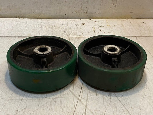 2 Quantity of 6" Green Caster Wheels 6x2 | 20mm Bore (2 Quantity)