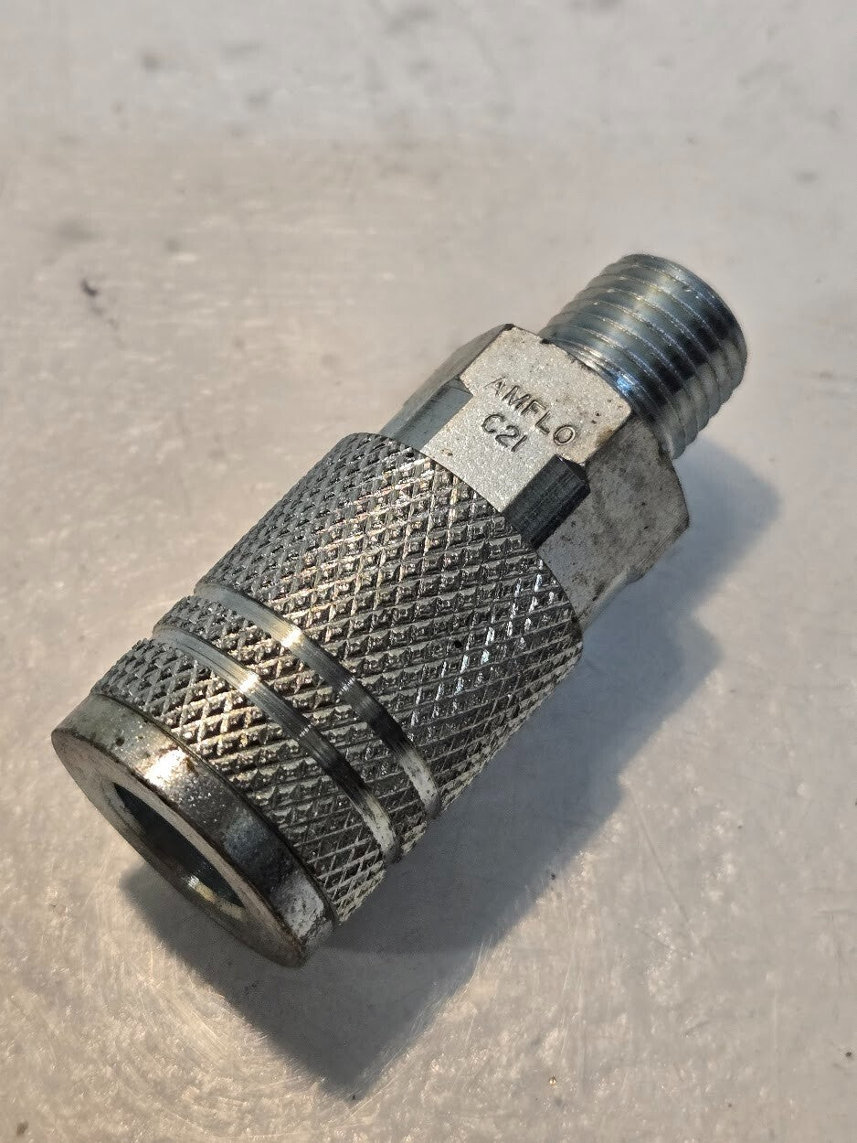 2 Quantity of AMFLO C21 Steel 1/4" Quick Connect Couplings 1/4" MPT (2 Qty)