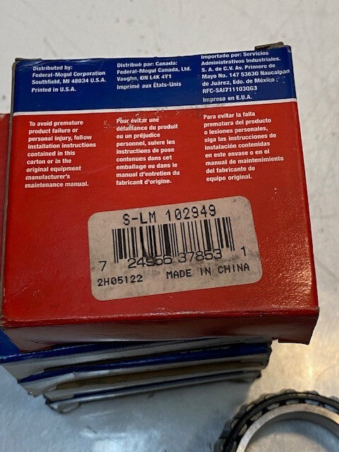 5 Quantity of Motor City Tapered Roller Bearings S-LM-102949 (5 Quantity)