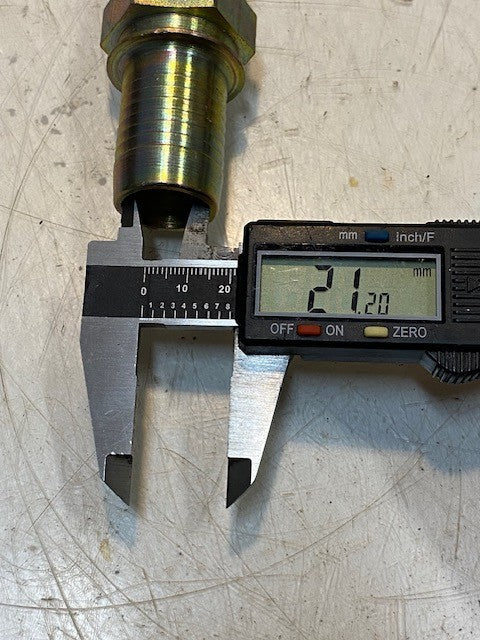 2 Qty of Hydraulic Hose Fittings 3-1/8" L 33mm Thread 27mm Nose 21mm ID (2 Qty)