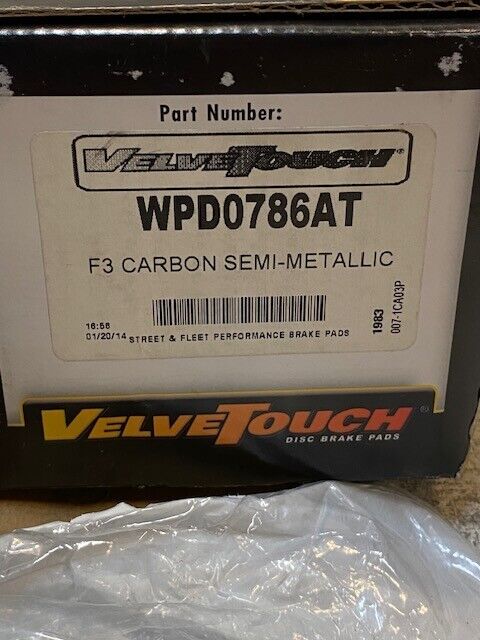 Velvet Touch Front Brake Pads WPD0786AT Set of 4, F3 Carbon Semi-Metallic